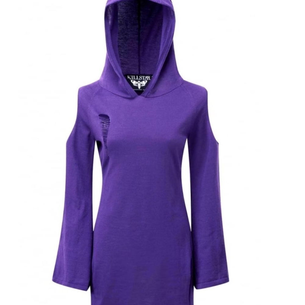 Killstar Distressed Spare Knit Hooded Dress/Tunic from Dollskill- Small - Picture 6 of 7